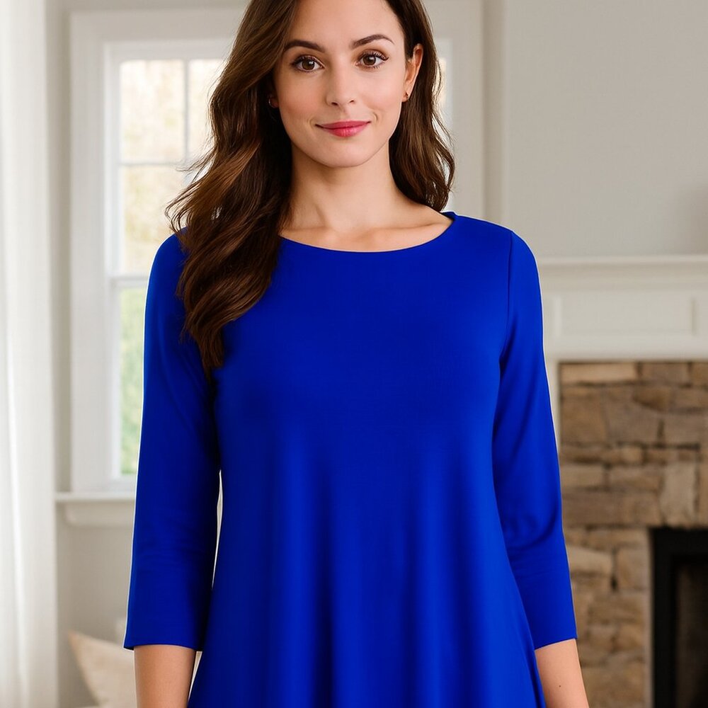 Eileen Fisher Liquid Knit Women XS/TP Viscose Spandex Flare Cobalt Office Casual